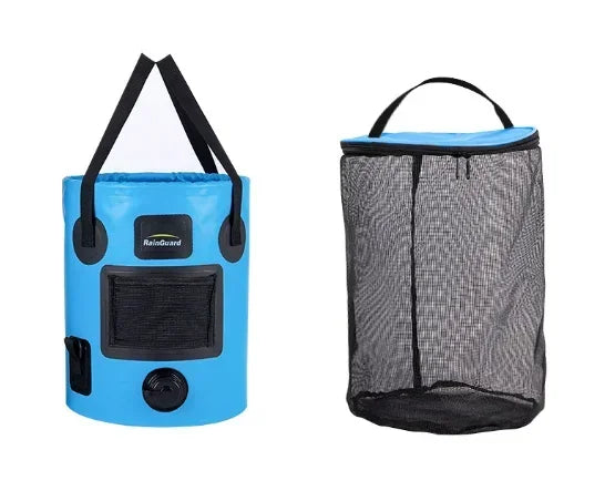 Cubo plegable (25L) de lona con revestimiento impermeable, flexible y duradero. Para Camping, Emergencias, Pesca, Playa, Montaña, ideal para tener en el maletero del coche.