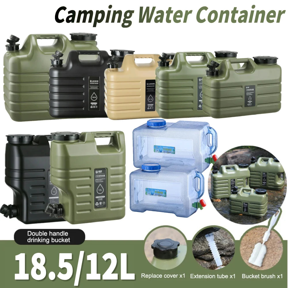 Bidón agua portátil rígido con grifo (5L, 11L, 12L, 18,5L, 25L) - PEVA – (libre de BPA y ftalatos) Outdoor