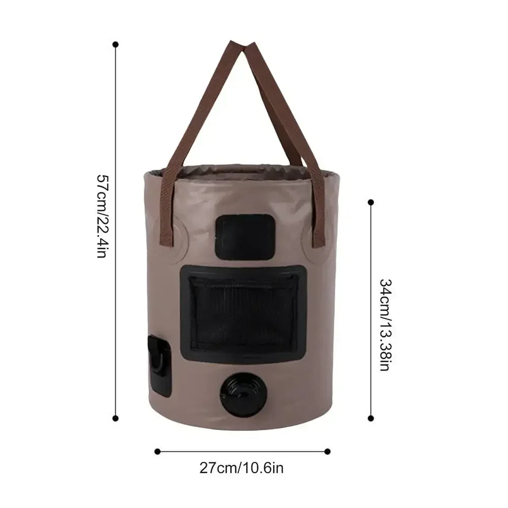 Cubo plegable (25L) de lona con revestimiento impermeable, flexible y duradero. Para Camping, Emergencias, Pesca, Playa, Montaña, ideal para tener en el maletero del coche.