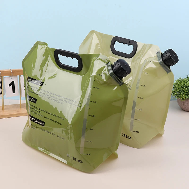 Bolsa de agua plegable 8L – Grifo, asa, camping y viajes