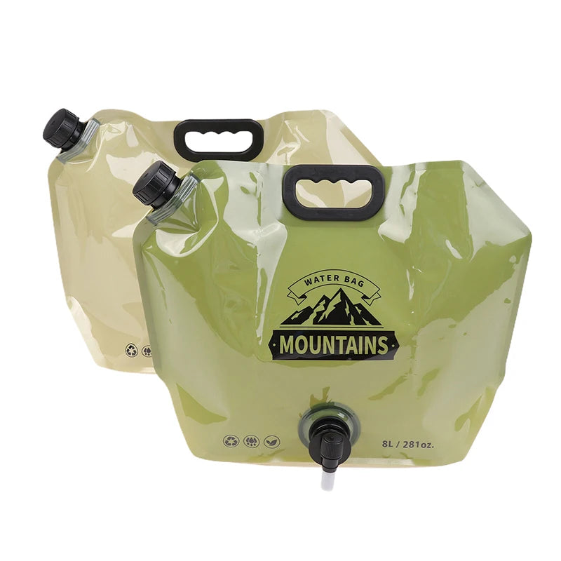 Bolsa de agua plegable 8L – Grifo, asa, camping y viajes