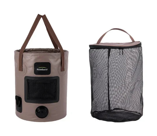 Cubo plegable (25L) de lona con revestimiento impermeable, flexible y duradero. Para Camping, Emergencias, Pesca, Playa, Montaña, ideal para tener en el maletero del coche.