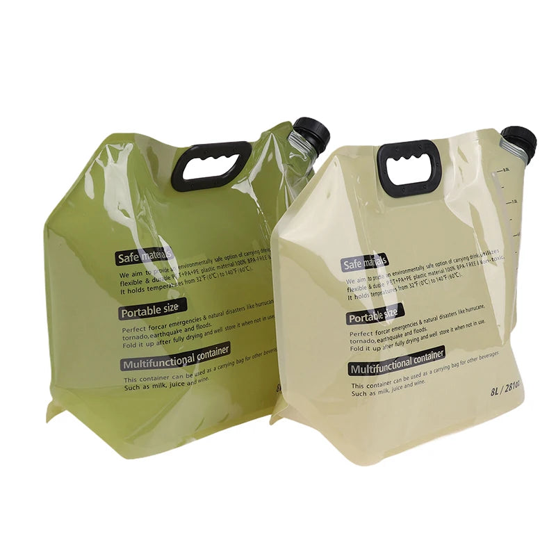 Bolsa de agua plegable 8L – Grifo, asa, camping y viajes