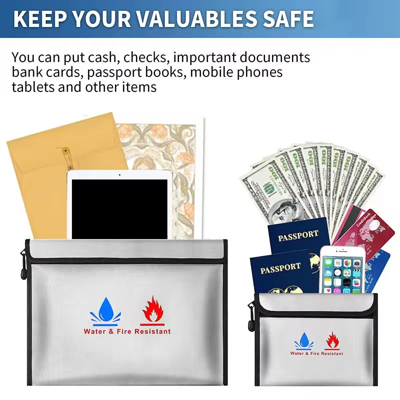 Bolsa ignífuga documentos – Impermeable antifuego certificados y dinero