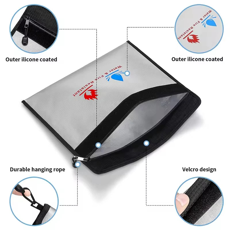 Bolsa ignífuga documentos – Impermeable antifuego certificados y dinero