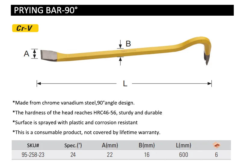 Barreta curva Stanley 24" – Palanca acero forjado ergonómica