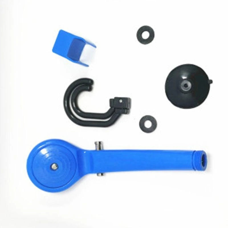 Ducha 12V 3A bomba sumergible –Camping – Cabezal con regulador de caudal, manguera 2m.