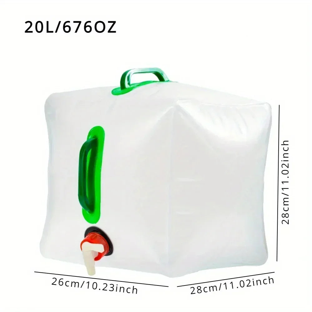 Bolsa de  agua plegable 20L – Asa reforzada, camping y exteriores