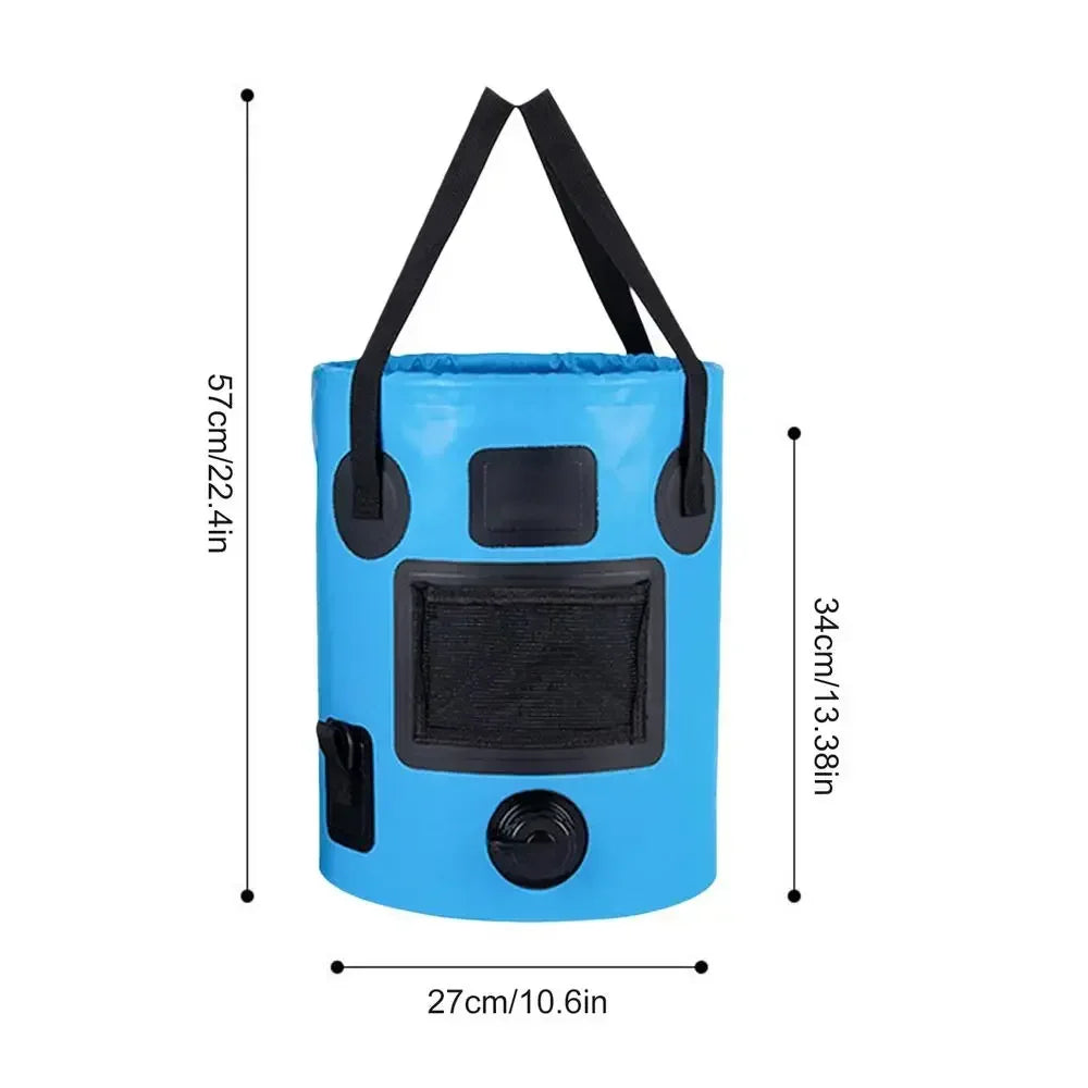 Cubo plegable (25L) de lona con revestimiento impermeable, flexible y duradero. Para Camping, Emergencias, Pesca, Playa, Montaña, ideal para tener en el maletero del coche.